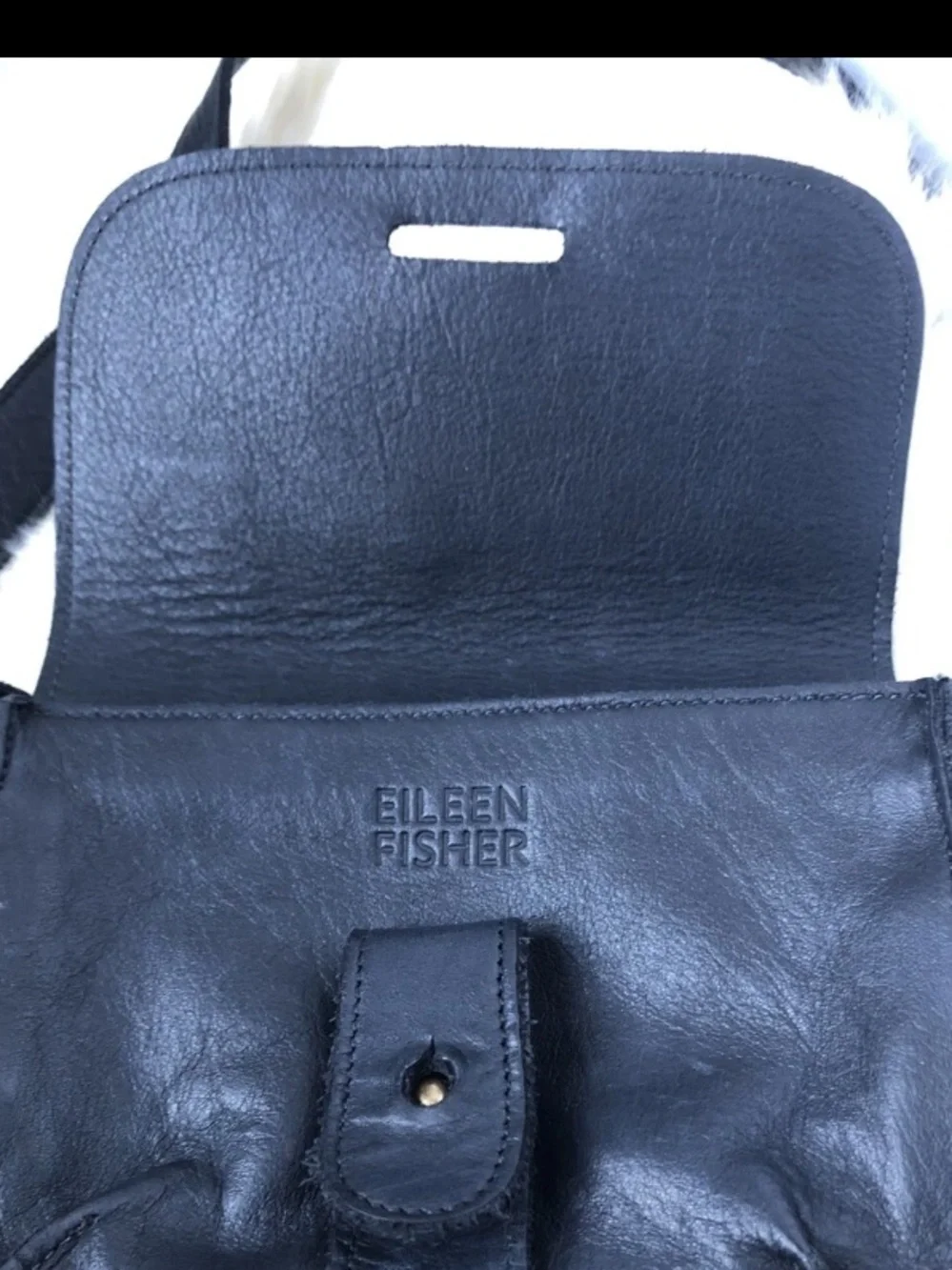 Eileen Fisher Crossbody Black Leather Mini Handbag Purse Adjustable Strap